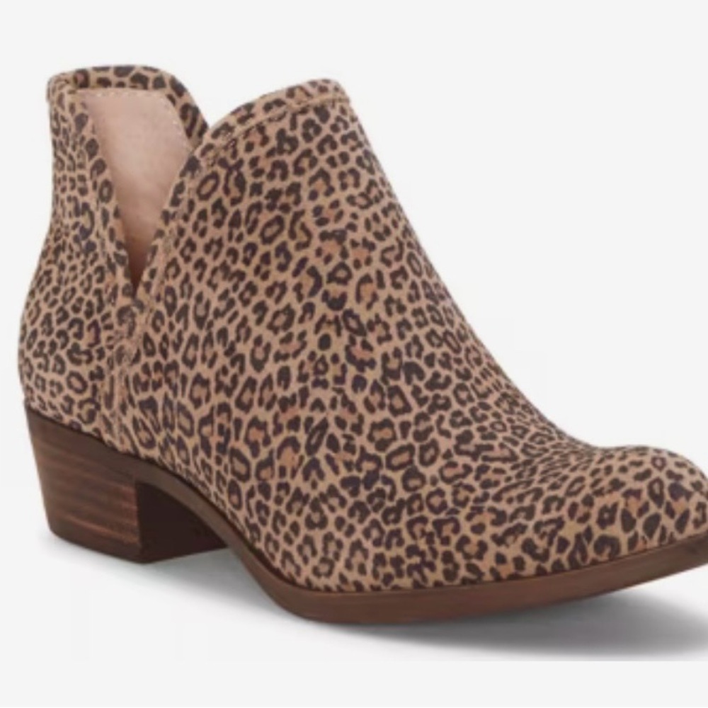 Lucky Brand Bailey 2 Leopard Print Ankle Booties, suede, size 7